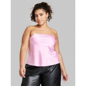Wild Fable Women's Satin Tube Top Light Pink Large